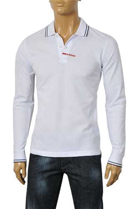 prada white long sleeve shirt|prada long sleeve polo.